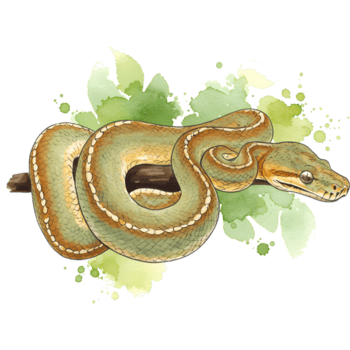 elegante verde árvore Pitão enrolado em uma ramo vitrines uma aguarela Projeto com exuberante folhas e uma transparente pano de fundo, transparente fundo png