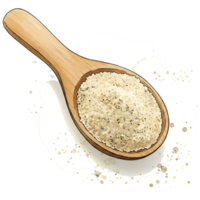 Wooden spoon cradles flavorful garlic granules, adding seasoning and zest to dishes with its pungent aroma. png