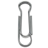 A striking close up displays a silver paperclip isolated against a stark black backdrop highlighting its metallic structure and office supply design, transparent background png