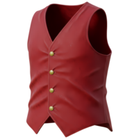 A red waistcoat with golden buttons presents a stylish and elegant vest perfect for formal wear or fashion design projects, isolated on black, transparent background png