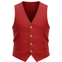 Realistic Red Vest with Buttons on Transparent Background. png