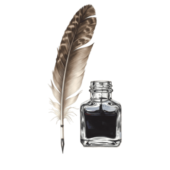 elegante pena caneta e tinteiro em uma transparente fundo evoca histórico escrevendo e clássico Projeto elementos, ideal para criativo projetos. png