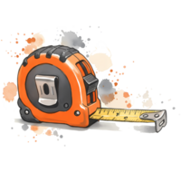 An orange and yellow measuring tape illustration shows precision with watercolor splatter accents on a transparent backdrop ready for your design, transparent background png
