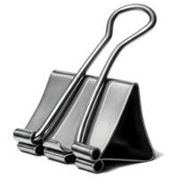 A gleaming binder clip stands against a transparent background, symbolizing organization, precision, and the efficiency needed in business and study. png
