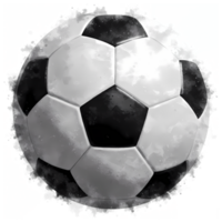 Striking soccer ball artwork shows dynamic movement and texture against a dark backdrop, perfect for sports enthusiasts, transparent background png