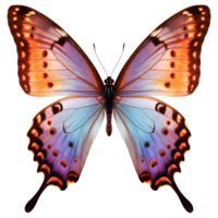 Vibrant Orange, Purple, and Blue Butterfly with Detailed Wings on Transparent Background. png