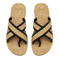 Woven beach sandals create a classic summer feel with natural texture and a relaxed aesthetic for warm weather footwear, transparent background png