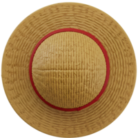 An intricately crafted straw hat with a vibrant red band evokes feelings of summer and tropical adventures, transparent background png