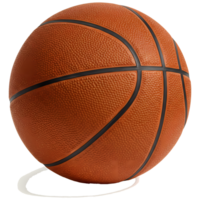 Sporty basketball with an orange hue and black lines against a black backdrop, perfect for athletics and sports-related designs, transparent background png