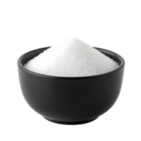 A bowl full of white granulated sugar isolated on transparent background png