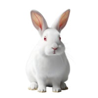 A cute white rabbit is sitting isolated on transparent background png