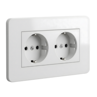 A double white electrical outlet is mounted on a wall, ready to provide power for various devices isolated on transparent background png