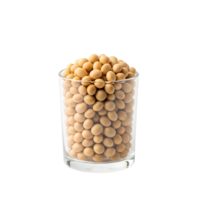 A glass is filled to the brim with soybeans isolated on transparent background png