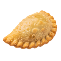 A golden and savory empanada pastry with a stuffed filling, isolated on transparent background png