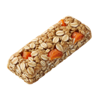 A granola bar with oats and dried apricots is isolated on transparent background, showcasing a healthy snack option png