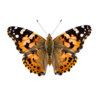A painted lady butterfly with open wings isolated on transparent background png