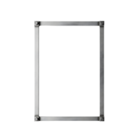 A sleek metal frame with bolted corners stands against a clean transparent background, offering a modern and industrial aesthetic png