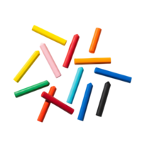 A vibrant assortment of colorful chalk sticks is isolated on transparent background, perfect for art and educational designs png