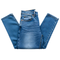 Folded blue denim jeans are isolated on transparent background, showcasing a casual and stylish garment png