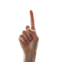 Hand pointing up with index finger isolated on transparent background png