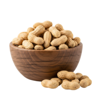Peanuts in a wooden bowl isolated on transparent background png