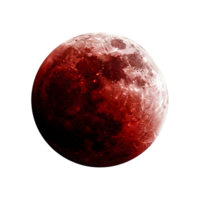 The red moon is isolated on transparent background, showing its cratered surface png