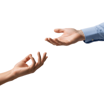 Two hands reaching out to each other, symbolizing connection, support, and the act of giving and receiving on a clean transparent background png