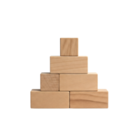 Wooden blocks stacked in a pyramid shape isolated on transparent background png