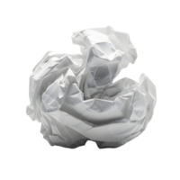 A crumpled white paper ball, symbolizing discarded ideas and creative frustration isolated on transparent background png