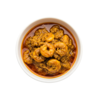A bowl of delicious shrimp curry isolated on transparent background, a popular indian dish with rich flavors and spices png