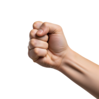 A clenched fist isolated on transparent background shows a symbol of resistance, determination, and unity against a clean backdrop png