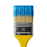 A paint brush with blue paint on its bristles is isolated on a transparent background, ready for an artistic endeavor png