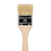 A new, unused paintbrush with a wooden handle and bristles sits isolated on transparent background, ready for an artist to create a masterpiece png