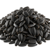 A mound of black sunflower seeds isolated on transparent background creates a visually appealing and nutritious image png