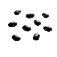 A scattering of black beans, isolated on transparent background, showcases their natural texture and nutritional value in a minimalist composition png
