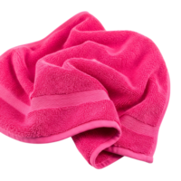 A vibrant pink towel, folded with care, isolated on transparent background, presents a soft and inviting texture for a spalike experience png