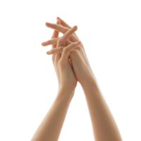 Elegant hands intertwined in a graceful gesture, isolated on transparent background, showcasing delicate skin and a minimalist aesthetic png
