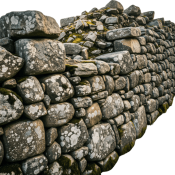 ett gammal sten vägg visar dess riden textur och lav tillväxt, skapande en rustik och naturlig bakgrund isolerat på transparent bakgrund png