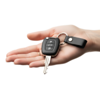 Hand holding a car key isolated on transparent background png