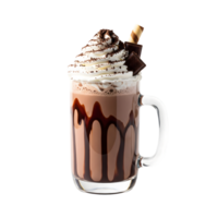 A decadent chocolate milkshake with whipped cream and chocolate pieces, isolated on transparent background, a sweet indulgence png