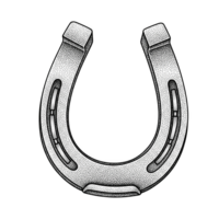 Stippled Illustration of a Silver Horseshoe on a Transparent Background isolated on a transparent background png