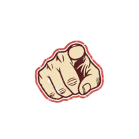 Vintage Style Hand Gesture Pointing Finger Beige Tan Brown Red Green Outline Isolated on a transparent background png