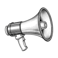 Stippled Megaphone Illustration Pink Purple Hues Isolated on Black Background isolated on a transparent background png