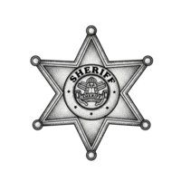 Stippled Sheriff Badge Six Pointed Star Black White Law Enforcement Insignia isolated on a transparent background png