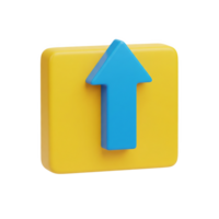Yellow Square Button with Blue Up Arrow 3 D Render Isolated on a transparent background 3D render png