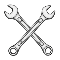 Two Silver Wrenches Crossed Stippled Illustration Isolated on a transparent background tools png