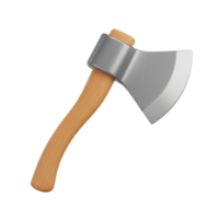 A gleaming axe with a wooden handle, isolated on transparent background png
