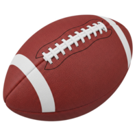 A textured, reddishbrown football with white stripes and laces, isolated on transparent background png