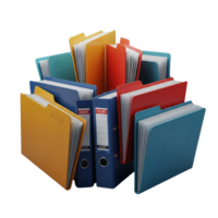A vibrant collection of colorful file folders, isolated on transparent background, in shades of blue, yellow, orange, and red png