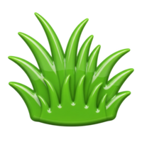 A vibrant green tuft of grass, isolated on transparent background, with a glossy, cartoonish appearance png